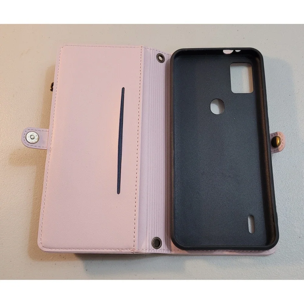 Unbranded Pink Wallet Phone Case Folio Womens One Size Light Pink Excellent Snap